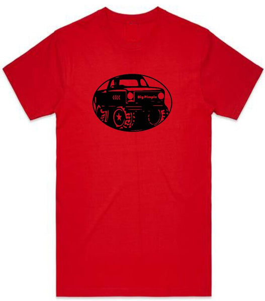 K-Diller® Melbourne Australia Mens T Shirt, Red, Modern Fitted, Crew Neck, Short Sleeve, Big Pimpin, Truckin, Trucker Graphic Tee.